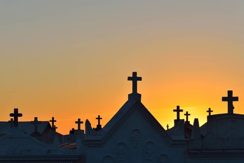 Cemetery Cimetiere marin in the evening light
