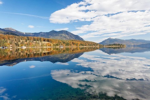 View from Walchensee towards Heimgarten and Herzogstand