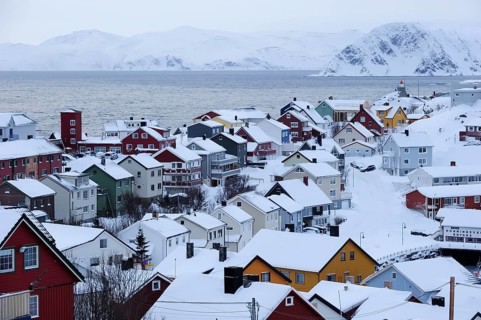 Snow-covered village