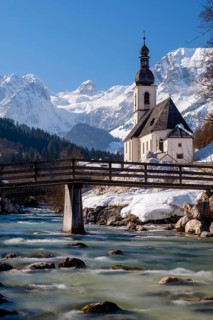 Parish church St. Sebastian an der Ramsauer Ache in winter