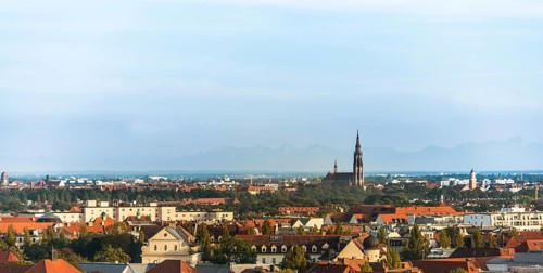 Cityscape of Munich with Mariahilfkirche church