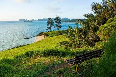Beach on a golf course overlooking Lord Howe Island
