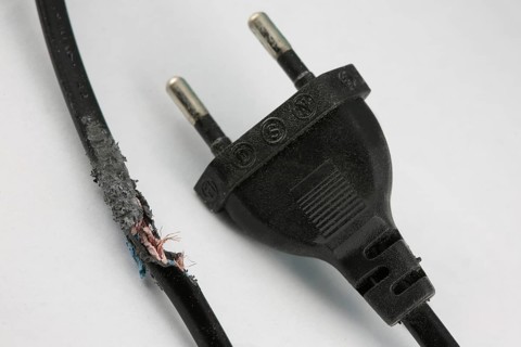 Frayed electrical cord