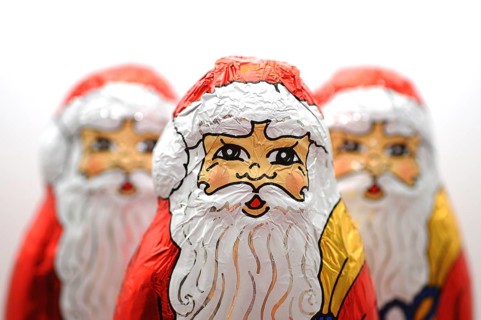 Three chocolate Santas