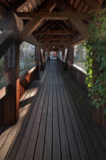 Old wooden bridge to Lauf Castle or Wenzelschloss