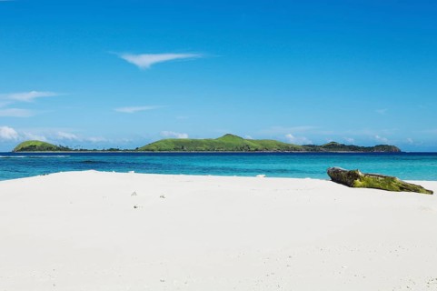 Mana Island from a sand bank