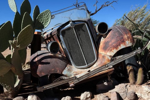 Wreck of a vintage car