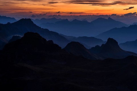 Sunrise above the Montafon mountains