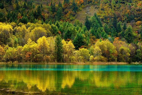 Five Flower Lake in autumnal environment