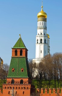 Bell tower of Ivan the Great and tower of Moscow Kremlin