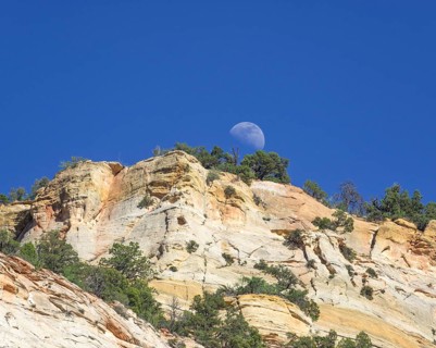 Moon rising at Checkerboard Mesa