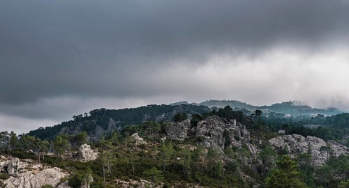 Mountain landscape with dramatic clouds