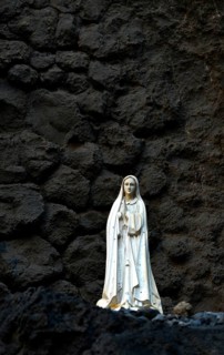 Madonna figure in volcanic rock
