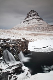 Mt Kirkjufell with a waterfall