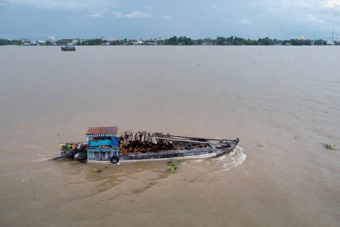 Transport ship on the Mekong River