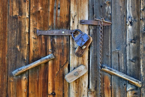 Door of a barn building
