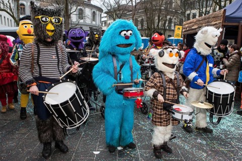 Sesame street characters with the Cookie Monster