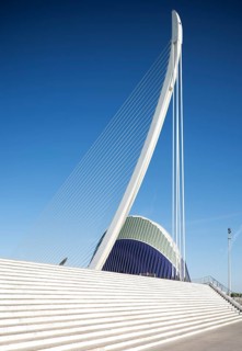 Modern bridge Puente del Grao and Agora square