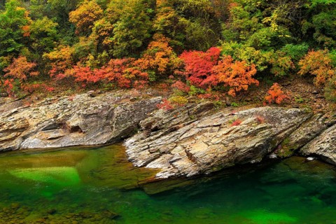 Black River in autumn landscape