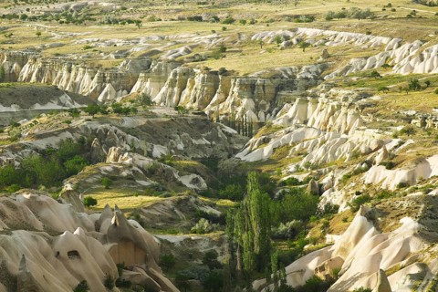 Cave dwellings and tufa formations