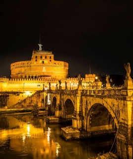 Ponte Sant'Angelo and Castel Sant'Angelo at night