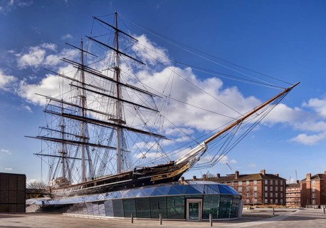 The tea clipper Cutty Sark on display