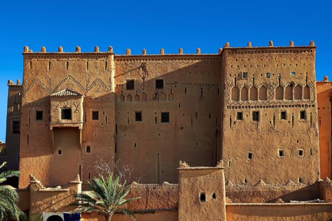 Exterior of the mud brick Taourirt Kasbah built by Pasha Glaoui