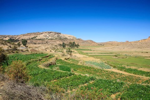 Mountain landscape along the road from Asmarra to Qohaito