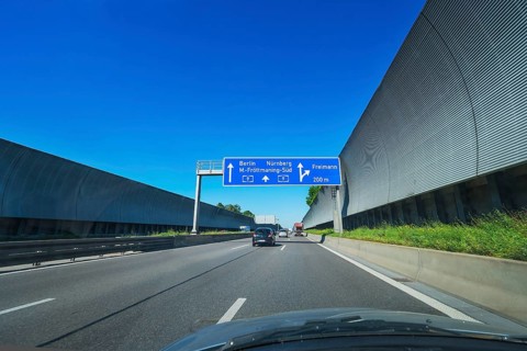 Noise protection wall on the A9 near Munich
