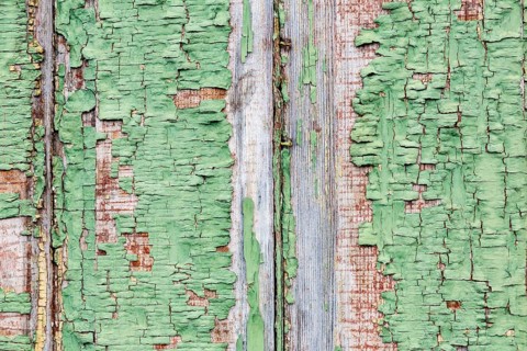 Facade with weathered wood
