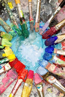 Many colorful brushes