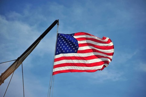 American flag on the museum ship USS Constitution