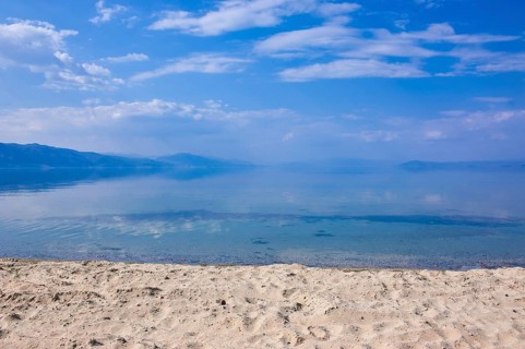White sand beach on Lake Ohrid