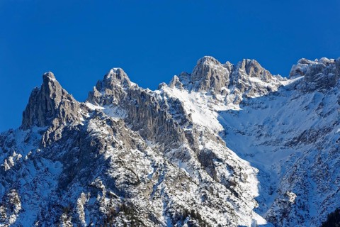 Viererspitze and Western Karwendelspitze mountain as seen from Mittenwald