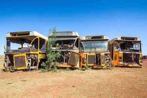 Old buses at the tank cemetery