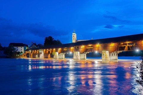 Covered wooden bridge