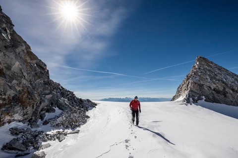 Mountaineers during the ascent to Hohen Weisszint