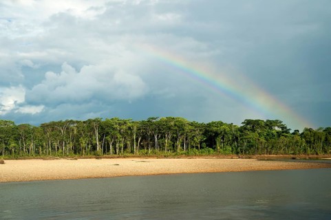 Banks of the Tambopata with rainbow