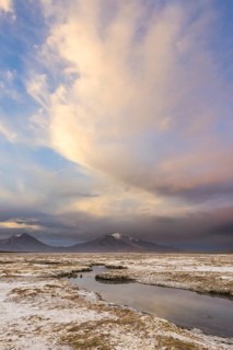 Mountains and clouds in the evening light