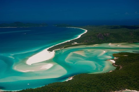 Aerial view of Whitehaven in the Whitsunday Islands
