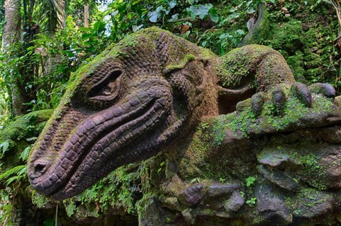 Stone carving of a komodo dragon