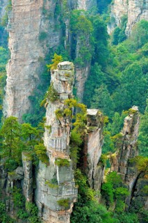 Tianzishan mountain with vertical rock columns of quartz sandstone