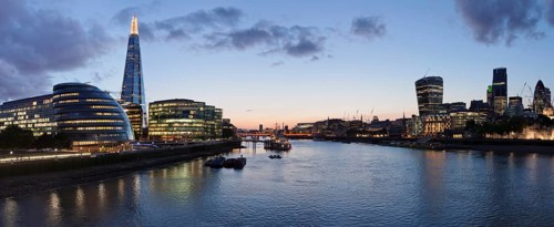 Southwark with City Hall and Shard high-rise building