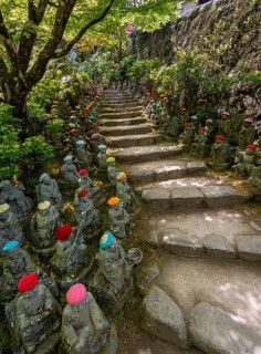 Buddha statue with colorful caps