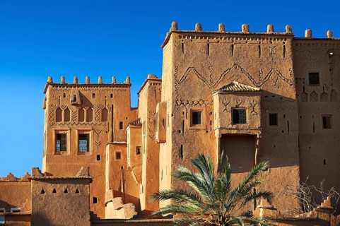 Exterior of the mud brick Taourirt Kasbah built by Pasha Glaoui