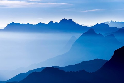 Blue hour above the Montafon mountains