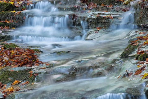 Waterfall in the forest in autumn