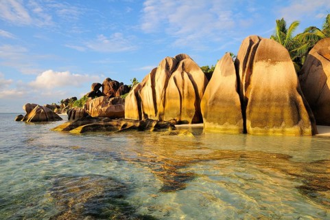 Granite rocks on the beach Anse Source d'Argent