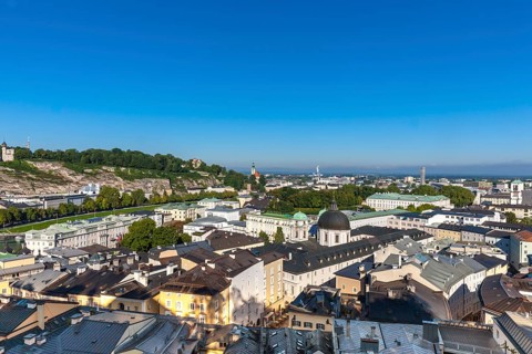 View from the Kapuzinerberg on the Neustadt with Church of the Holy Trinity