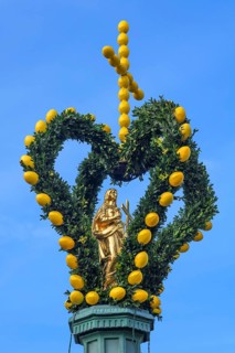 Saint figure with Easter decorations
